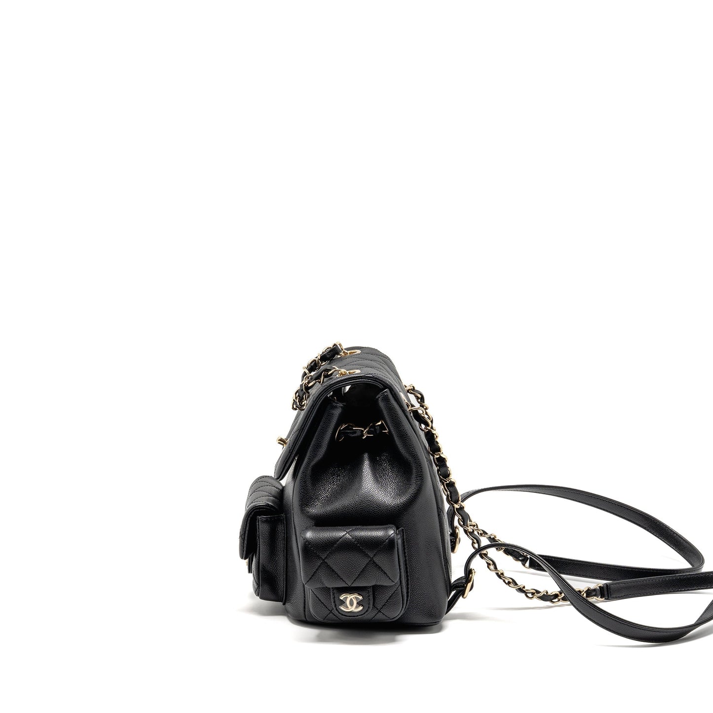 Chanel Triple Pocket Backpack Caviar Black LGHW (microchip)