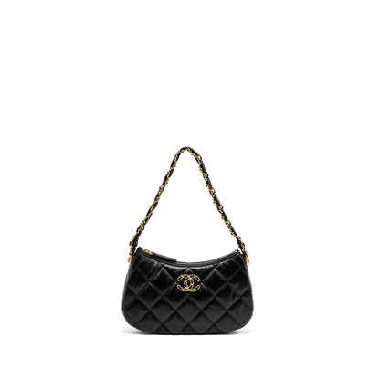 Chanel 23k 19 Hobo Shoulder Bag Calfskin Black GHW (microchip)