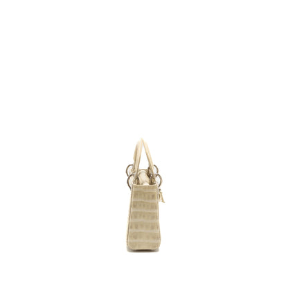 Mini Lady Dior Himalayan Crocodile White