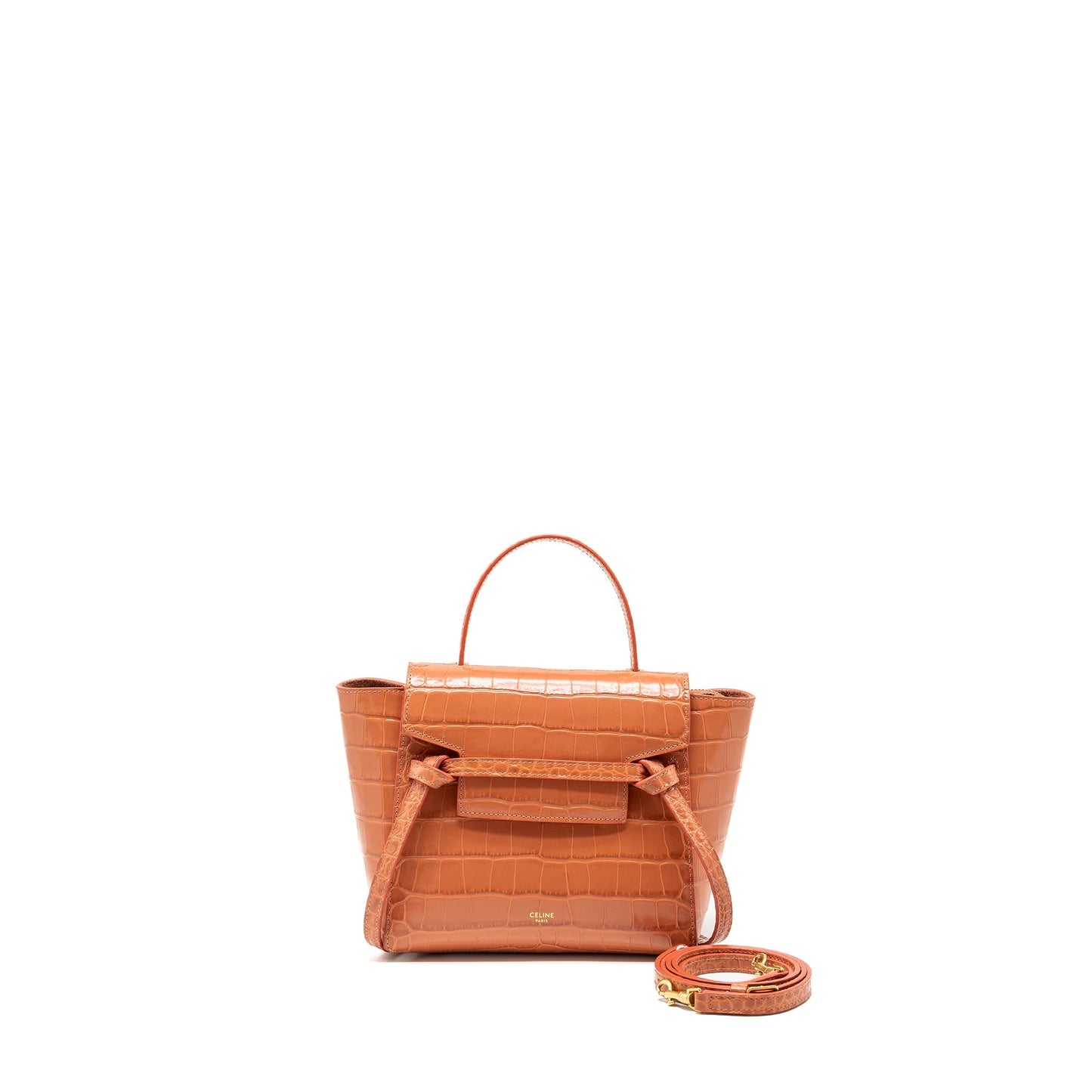 Celine Nano Belt Purse Crocodile-Embossed calfskin Lychee pink
