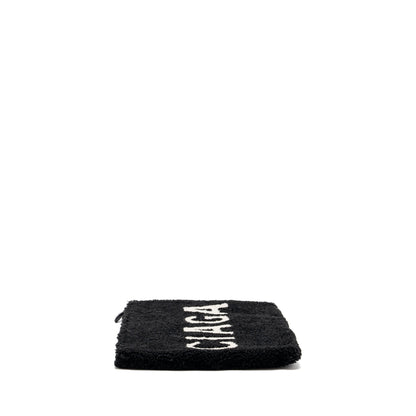 Balenciaga zip pouch clutch shearling black/ white
