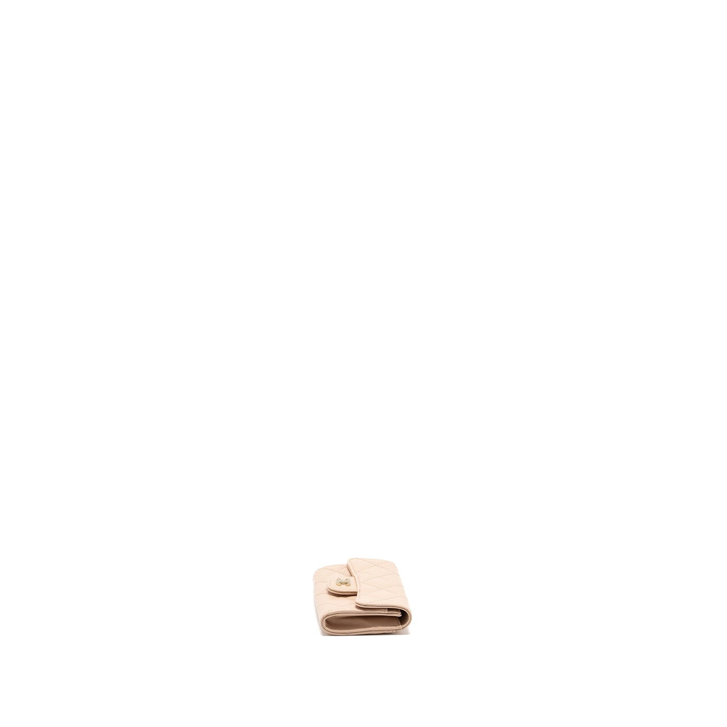 Chanel classic flap card holder caviar light beige LGHW