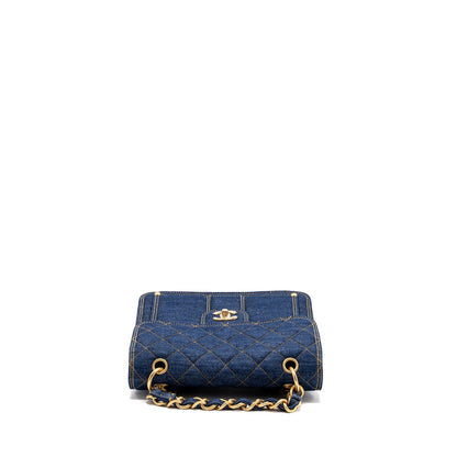 Chanel 23S flap backpack denim blue with GHW (microchip)