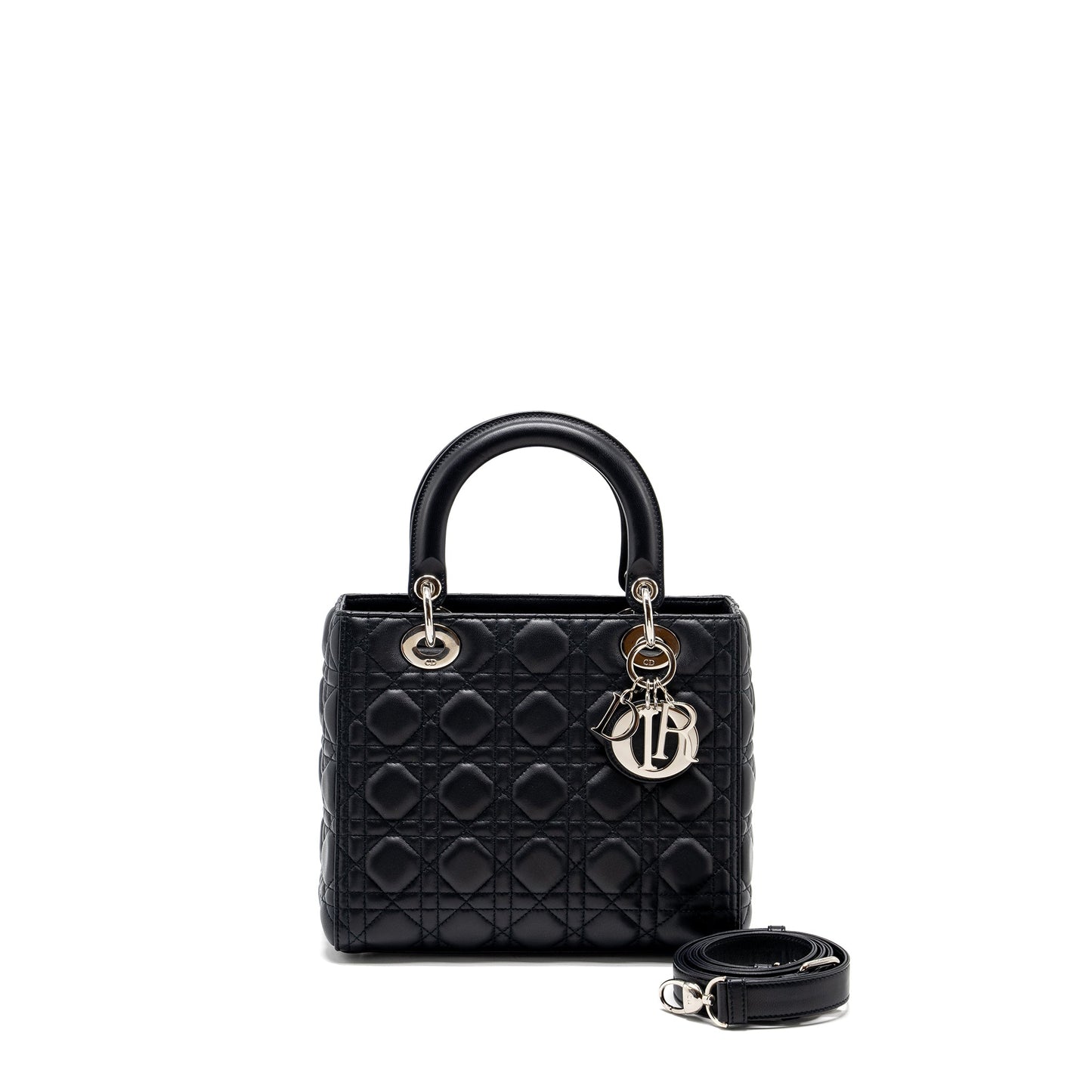 Medium Lady Dior Lambskin Dark Blue