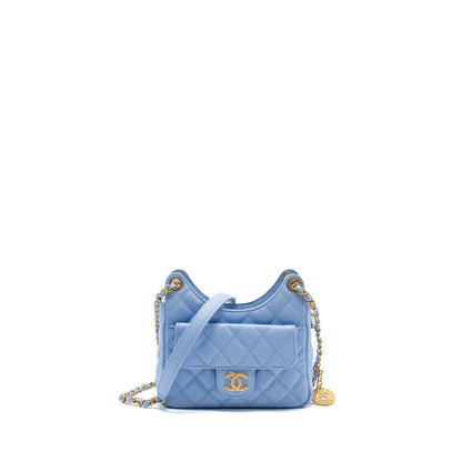 Chanel 23c Small Hobo Bag Caviar Light Blue GHW(Microchip)