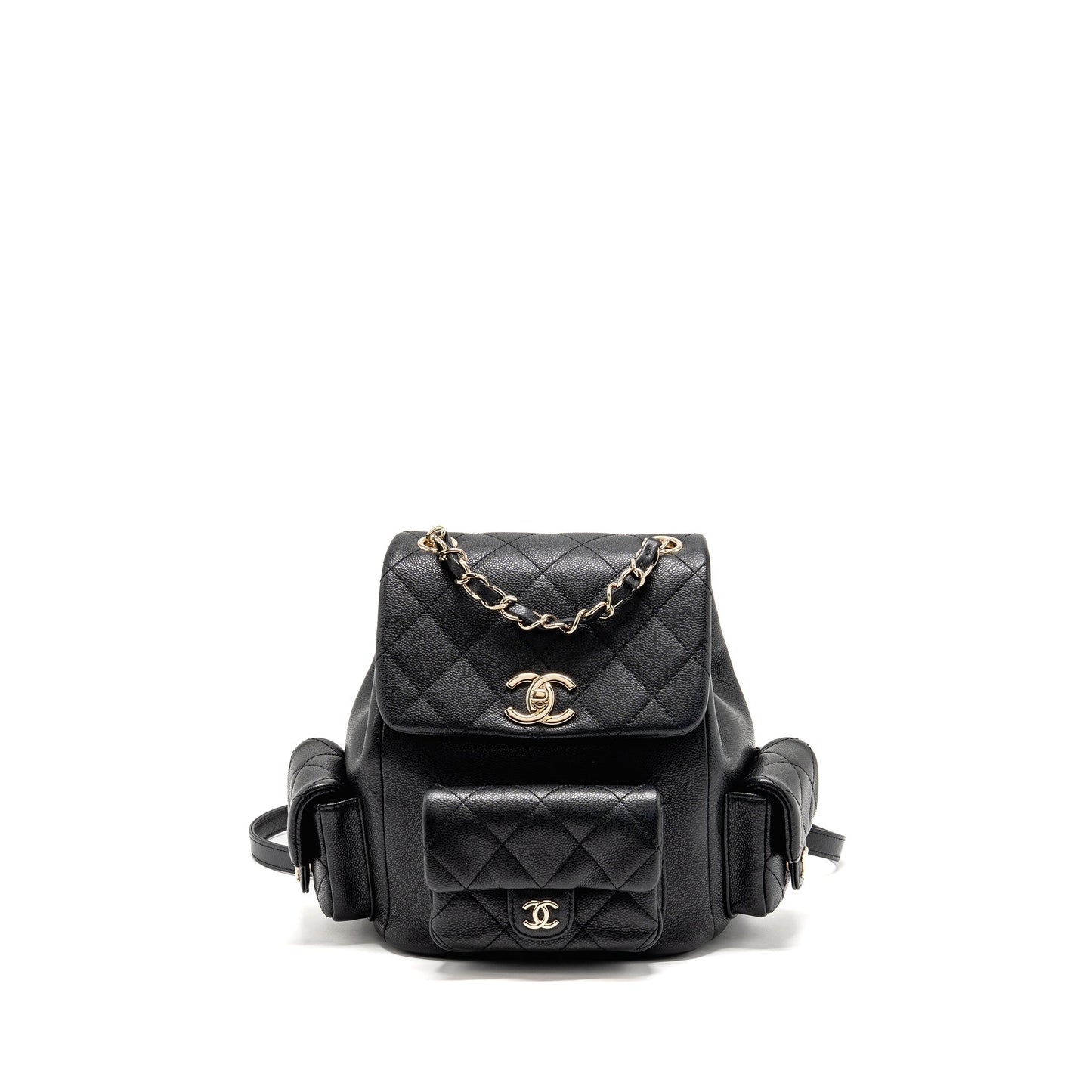 Chanel Triple Pocket Backpack Caviar Black LGHW (microchip)