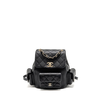 Chanel Triple Pocket Backpack Caviar Black LGHW (microchip)