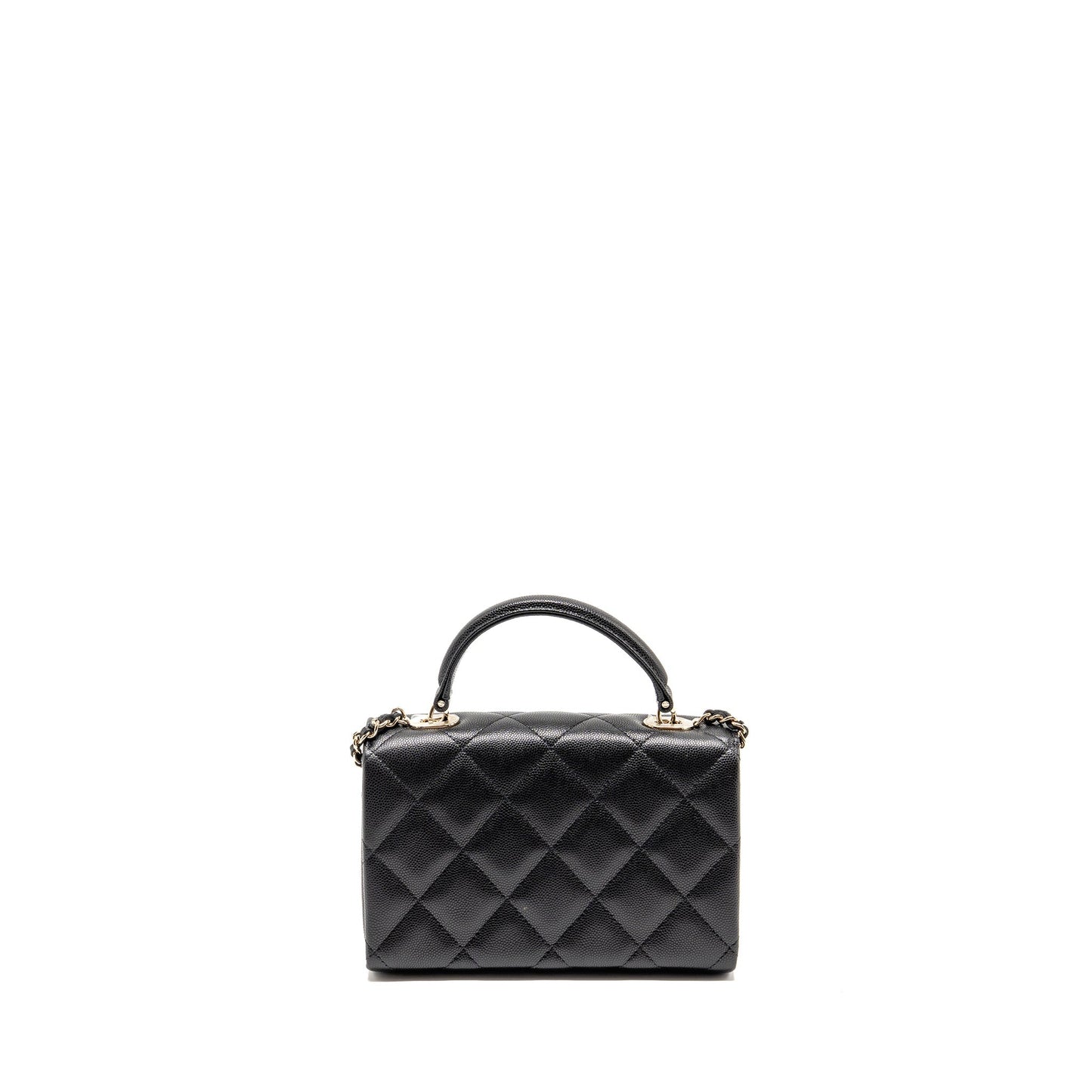 Chanel Top Handle Quilted CC Flap Bag Caviar Black LGHW (Microchip)