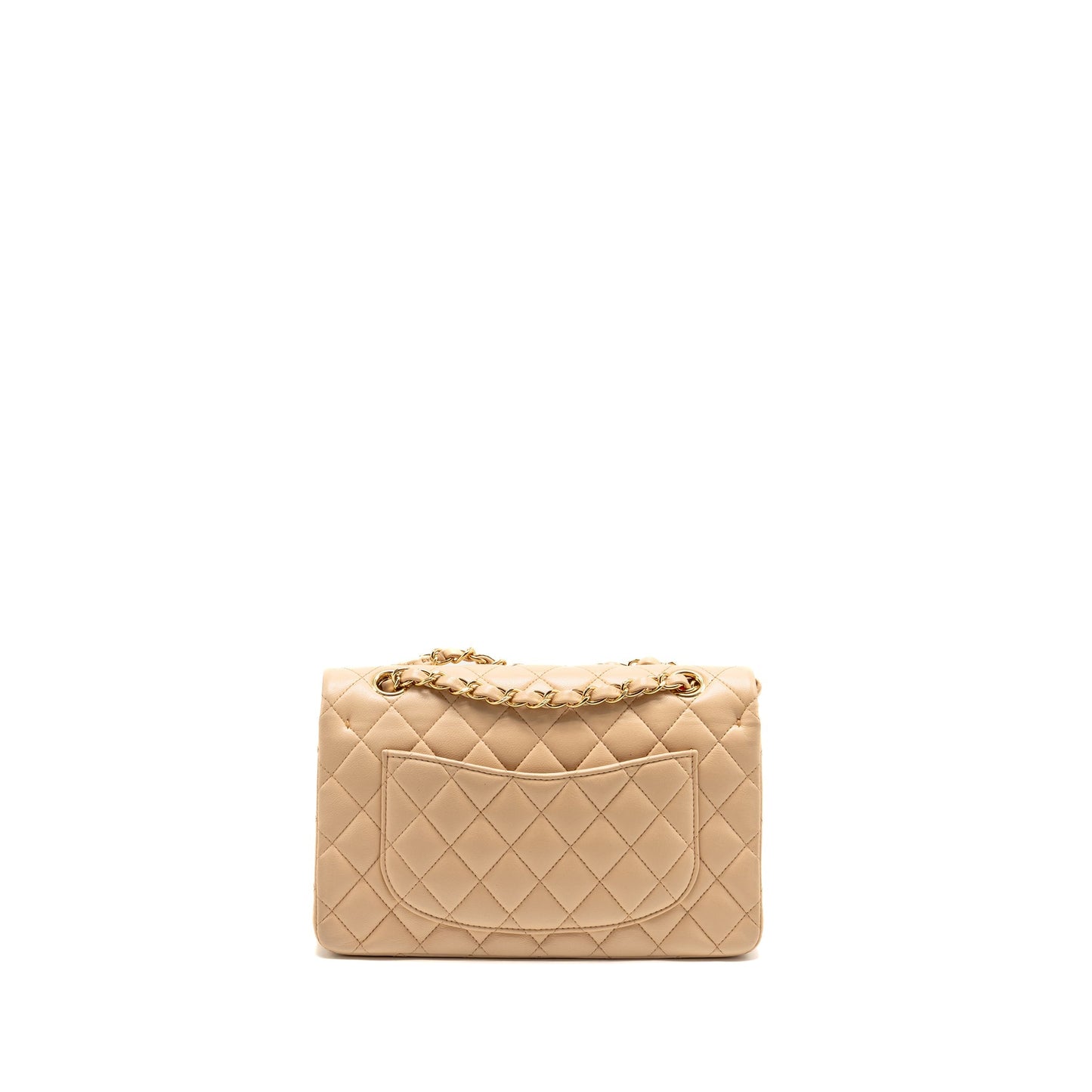 Chanel Small Classic Double Flap Bag Lambskin Beige GHW