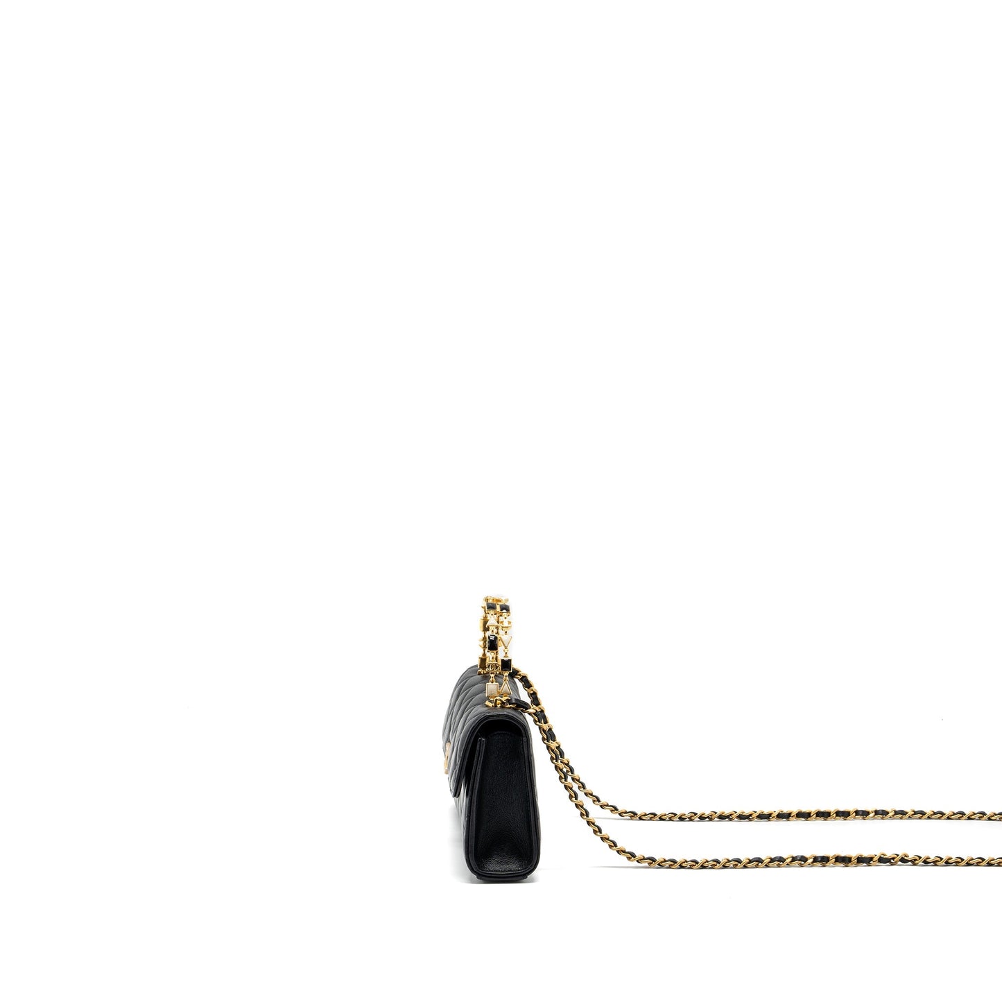 Chanel 22b Enamel Top Handle Flap Bag Lambskin Black GHW (Microchip)