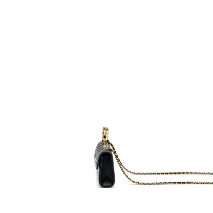 Chanel 22b Enamel Top Handle Flap Bag Lambskin Black GHW (Microchip)