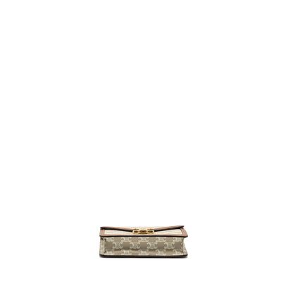 Celine MARGO wallet on chain Triomphe canvas / calfskin Grege
