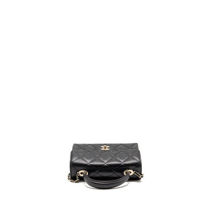 Chanel Top Handle Quilted CC Flap Bag Caviar Black LGHW (Microchip)