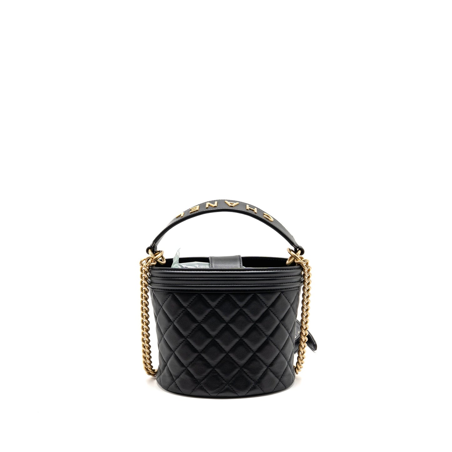 Chanel Top Handle Boy Bucket Bag Lambskin Black GHW
