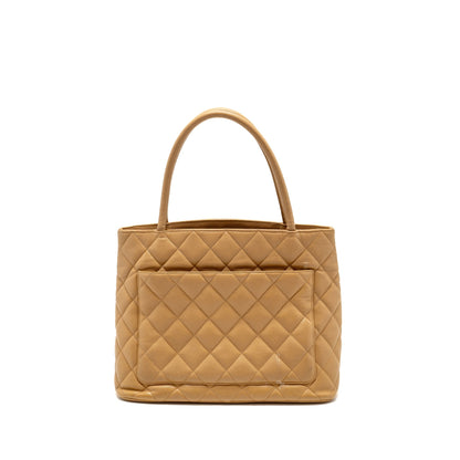 CHANEL Vintage Medallion Tote Bag Caviar Beige SHW