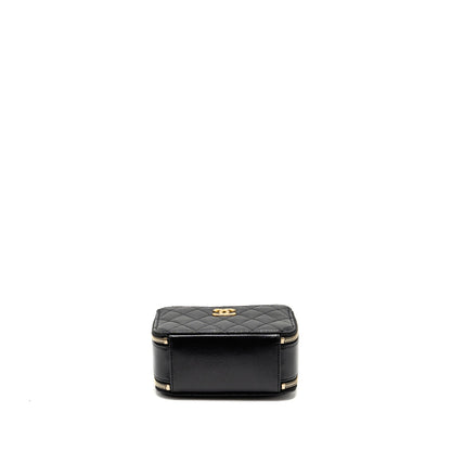 Chanel Logo Detailed Handle Mini Pick Me Up Vanity Case Caviar Black GHW (Microchip)