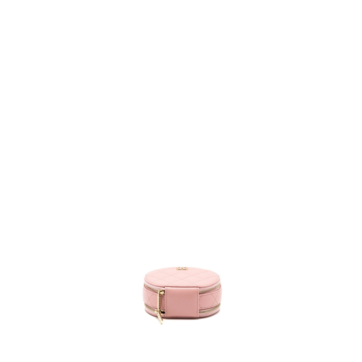 Chanel Top Handle Mini Round Vanity With Chain Caviar Pink LGHW