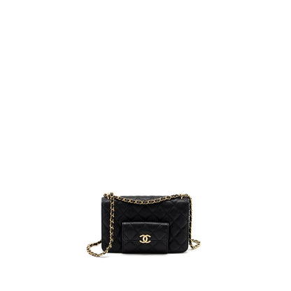 Chanel Wallet on Chain with Pocket Black Caviar GHW (Microchip)