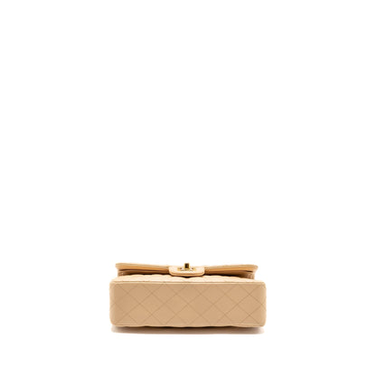 Chanel Small Classic Double Flap Bag Lambskin Beige GHW