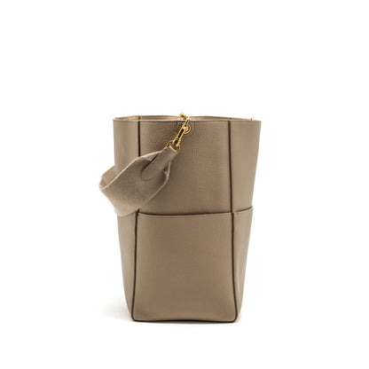 Celine Sangle Bucket Purse Calfskin Light Grey