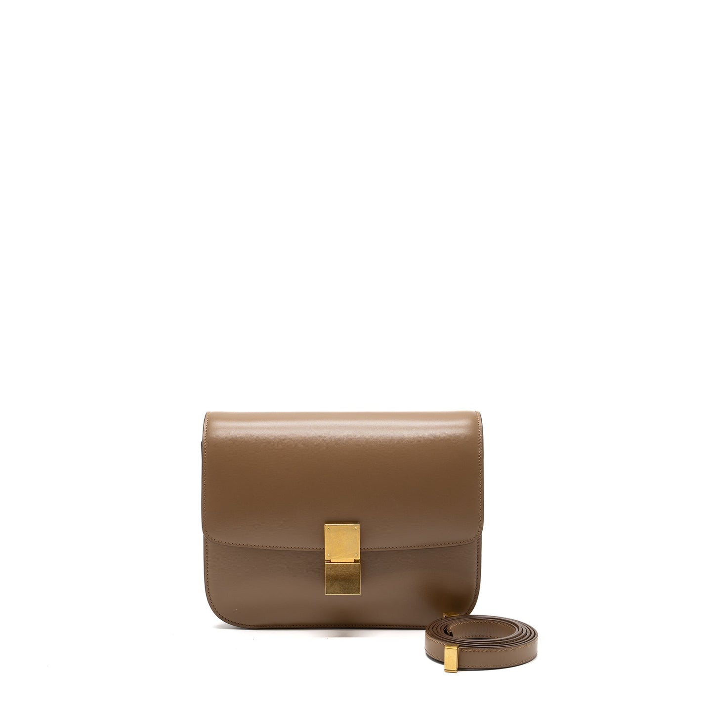 Celine medium classic box Purse Calfskin Beige