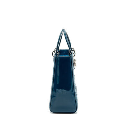 Dior large lady dior patent blue