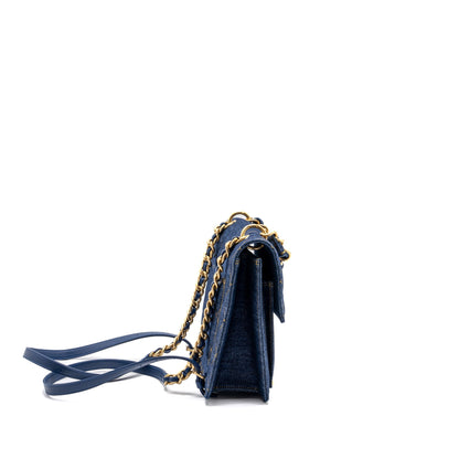 Chanel 23S flap backpack denim blue with GHW (microchip)