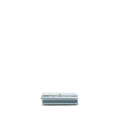Chanel 2.55 Reissue Wallet on Chain Aged Calfskin Light Blue Brushed GHW (Microchip)