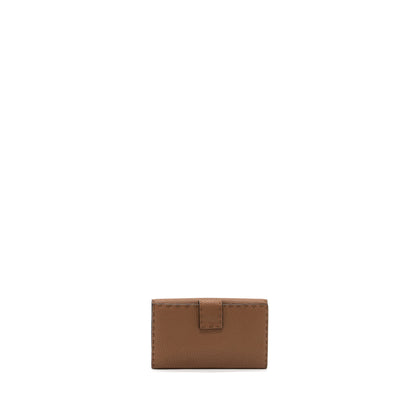 Fendi Peekaboo Continental Wallet With Topstitching Leather Brown