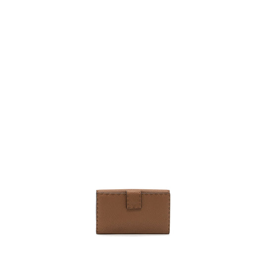 Fendi Peekaboo Continental Wallet With Topstitching Leather Brown