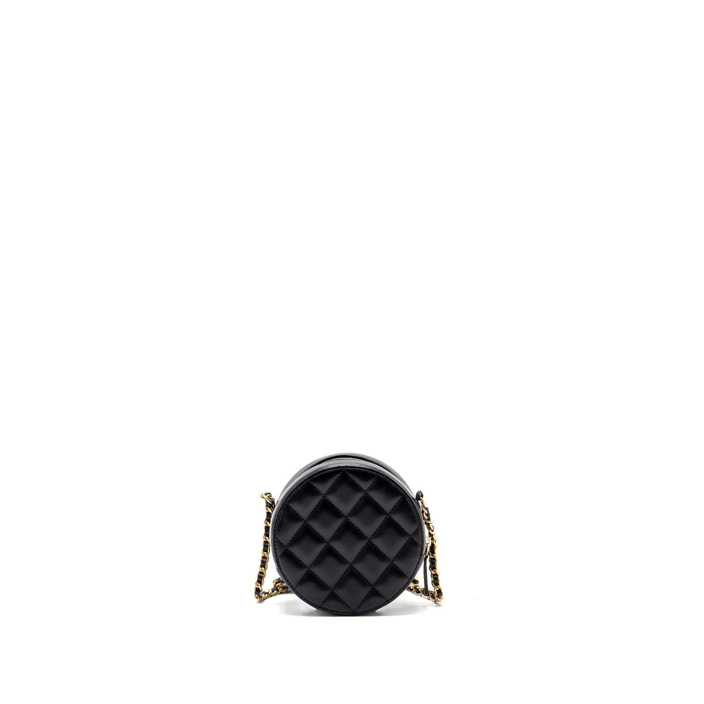 Chanel Limited Edition Charm Round Clutch With Chain Lambskin Black GHW
