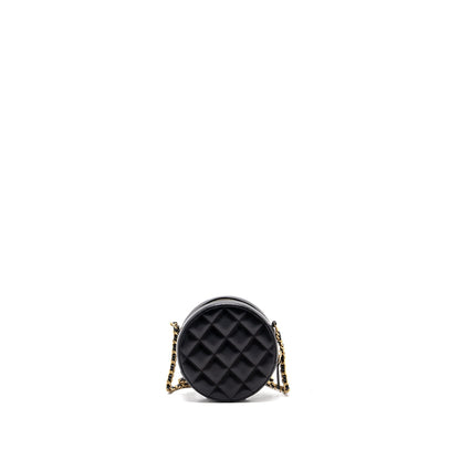 Chanel Limited Edition Charm Round Clutch With Chain Lambskin Black GHW