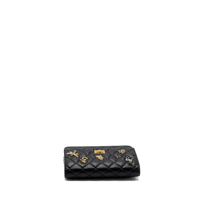 Chanel 2.55 Reissue Lucky Charms Wallet On Chain Aged Calfskin Black GHW