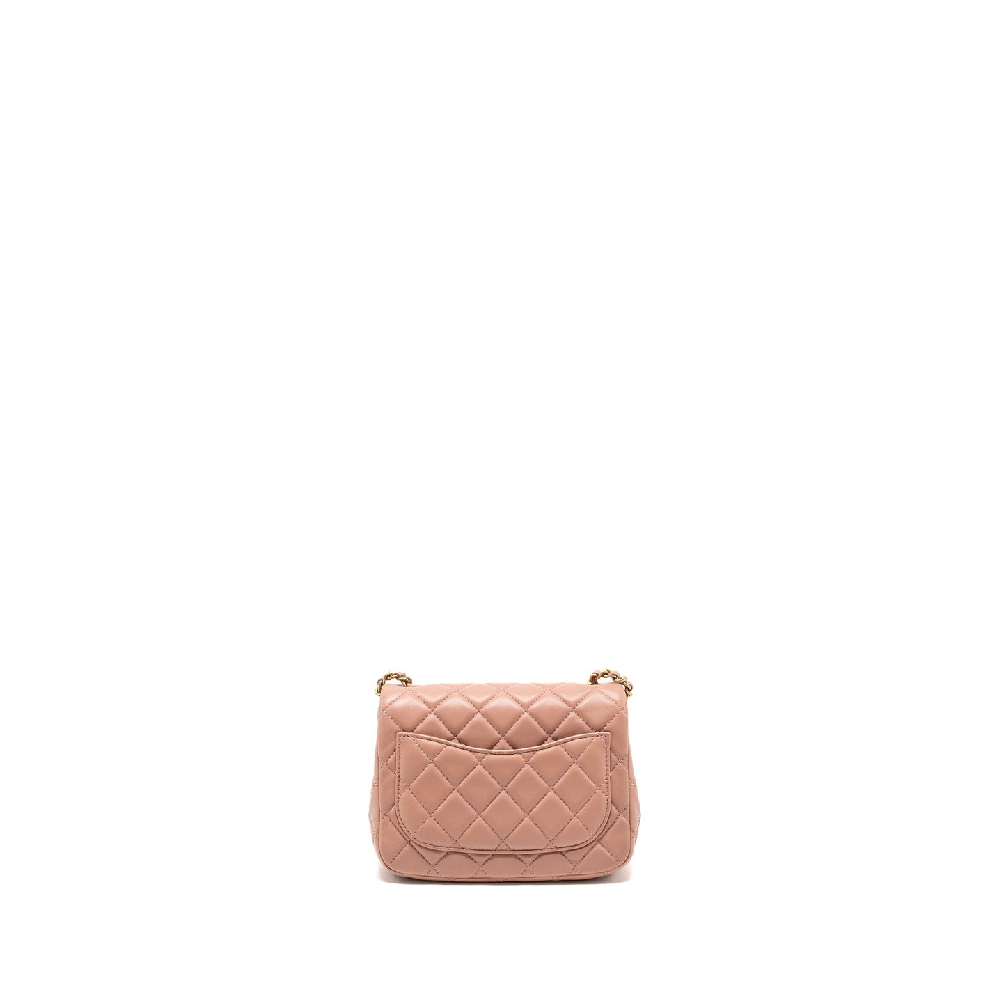 Chanel Pearl Crush Mini Square Flap Bag Lambskin Pink GHW (microchip)