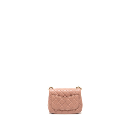 Chanel Pearl Crush Mini Square Flap Bag Lambskin Pink GHW (microchip)