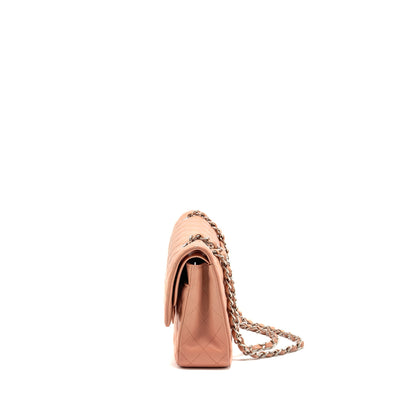 Chanel Medium Classic Double flap bag lambskin pink SHW (microchip)