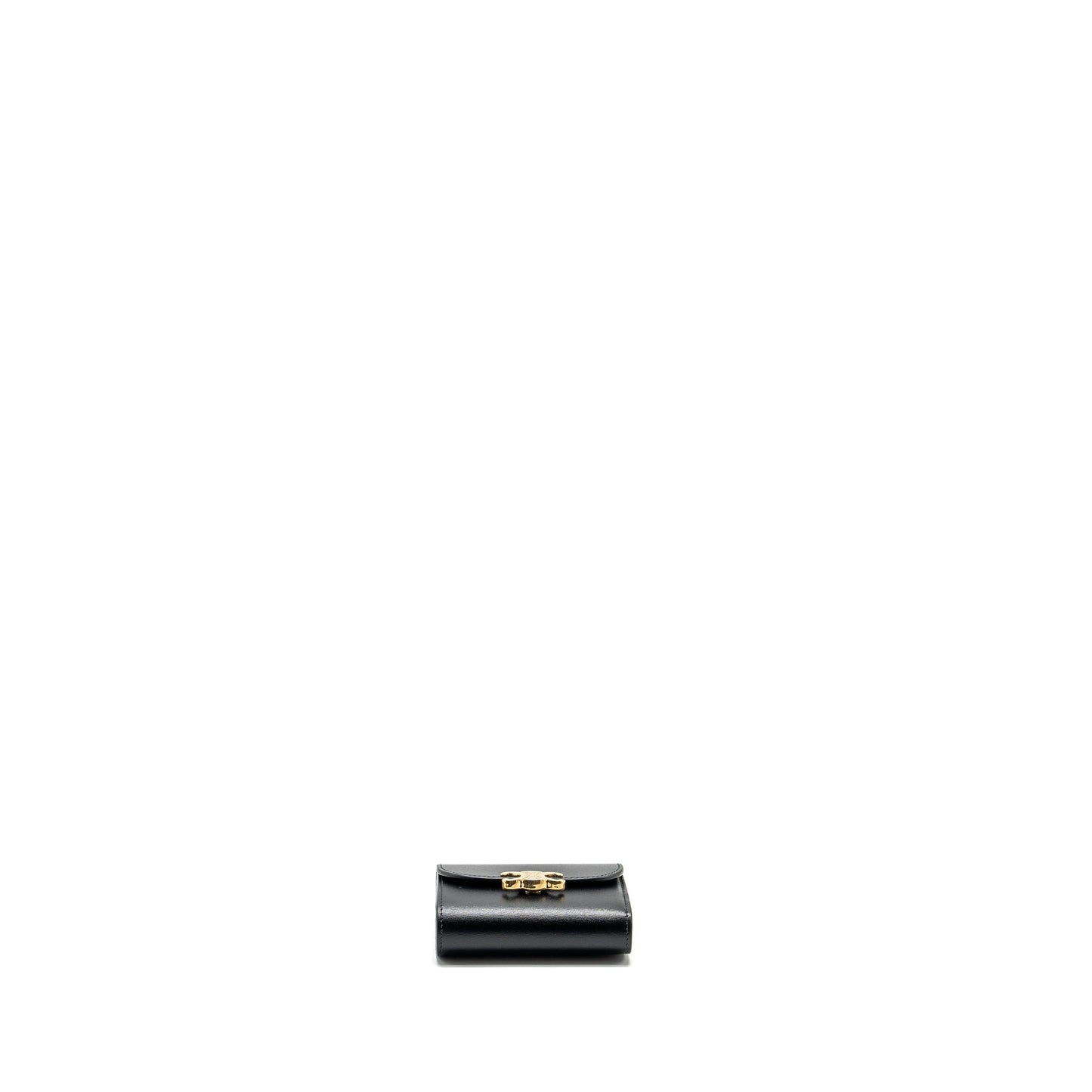 Celine Small Triomphe Flap Wallet Shiny Calfskin Black