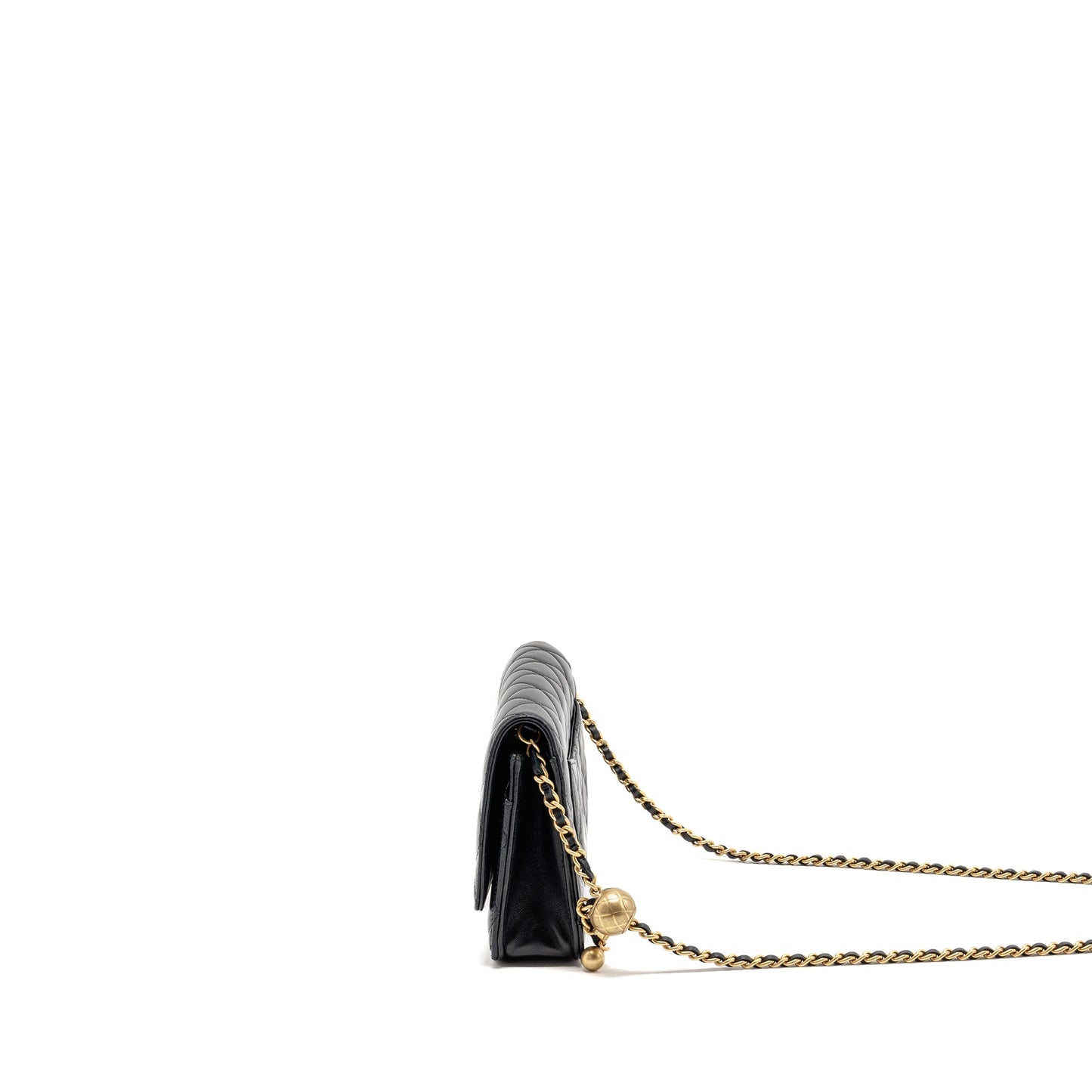 Chanel Pearl Crush Wallet on Chain Lambskin Black GHW (microchip)