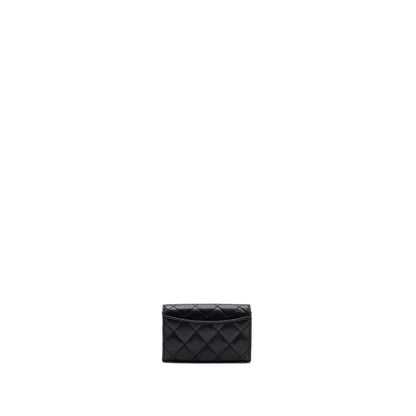 chanel classic flap card holder caviar black SHW (Microchip)