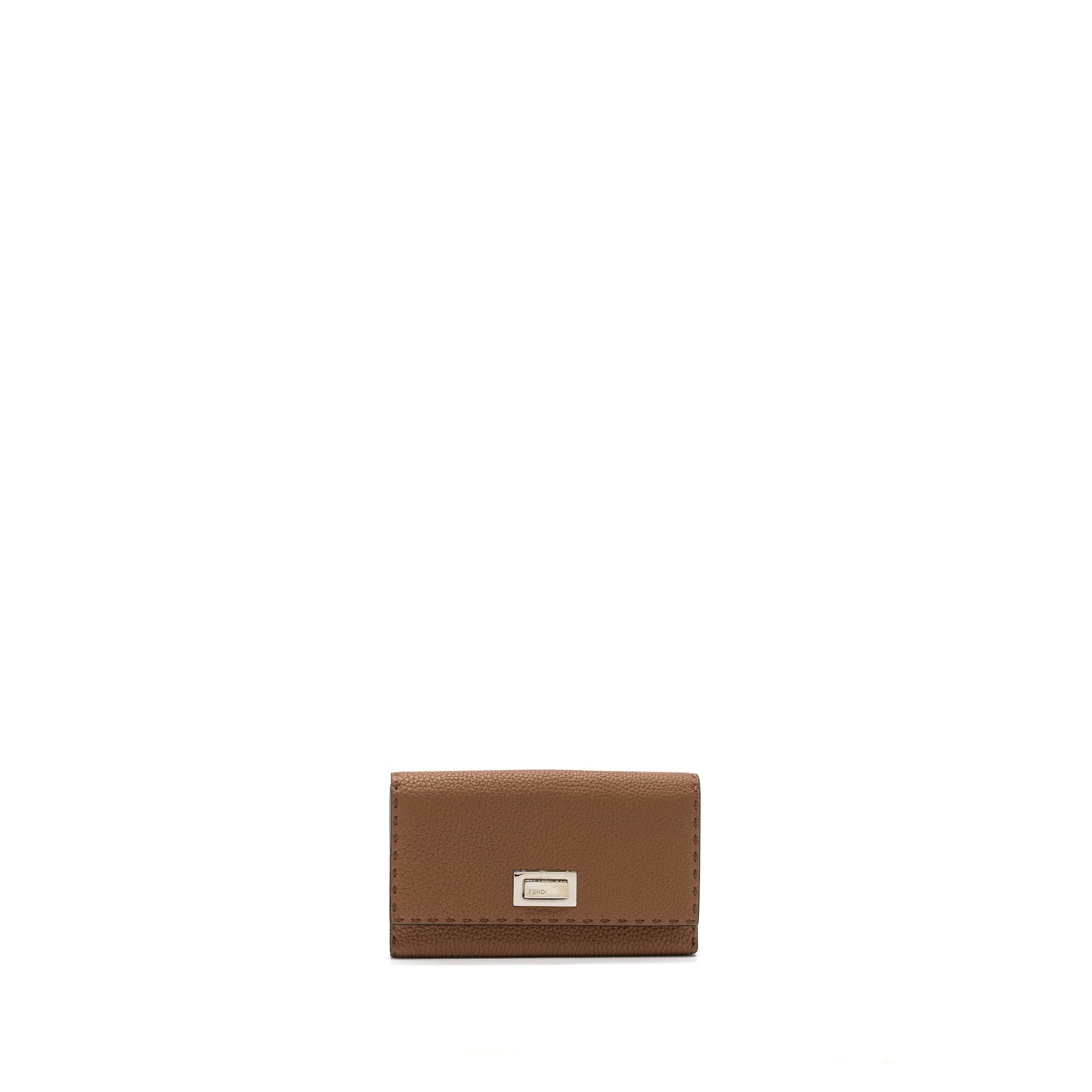 Fendi Peekaboo Continental Wallet With Topstitching Leather Brown