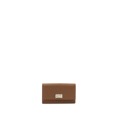 Fendi Peekaboo Continental Wallet With Topstitching Leather Brown