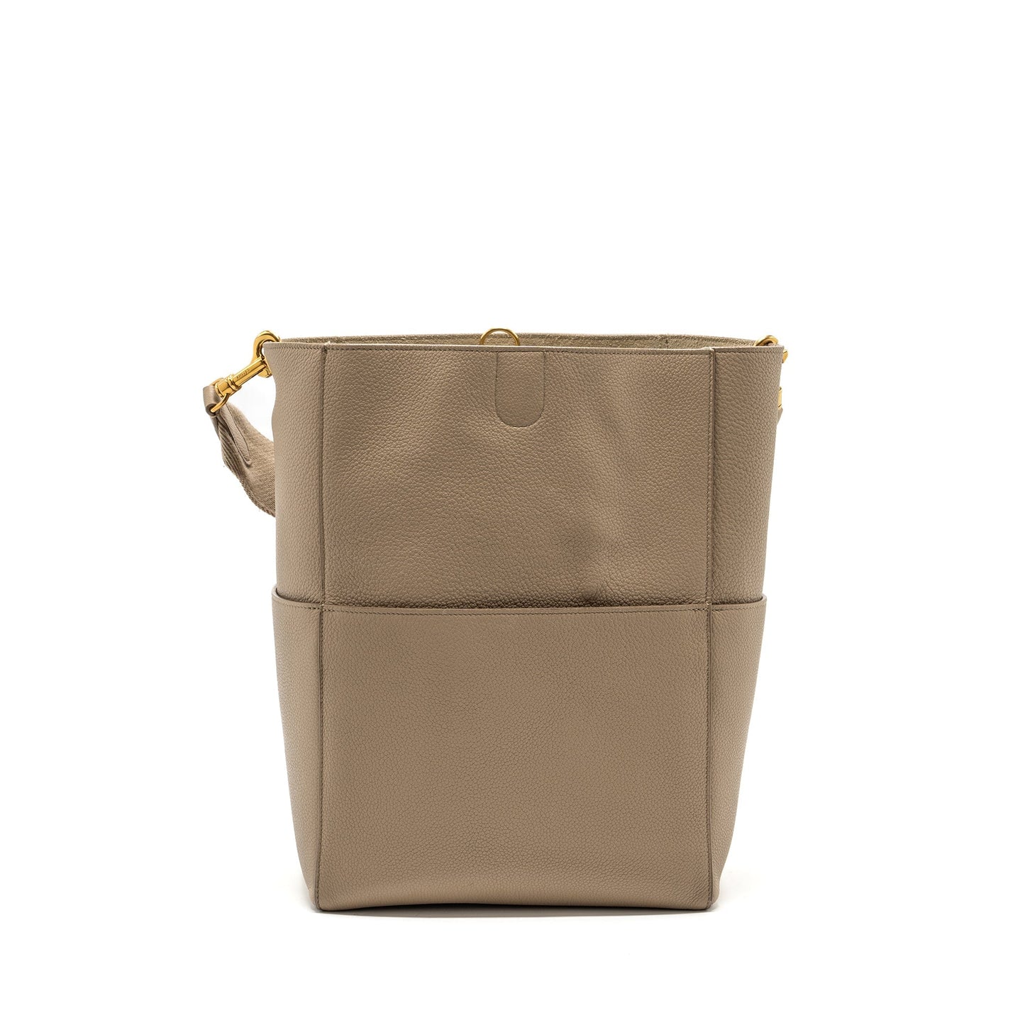 Celine Sangle Bucket Purse Calfskin Light Grey