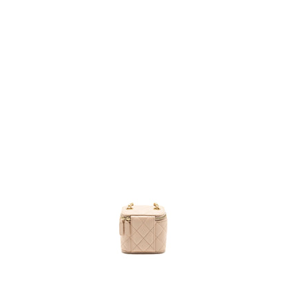 Chanel Pearl Crush Mini Vanity with Chain Lambskin Light Beige GHW