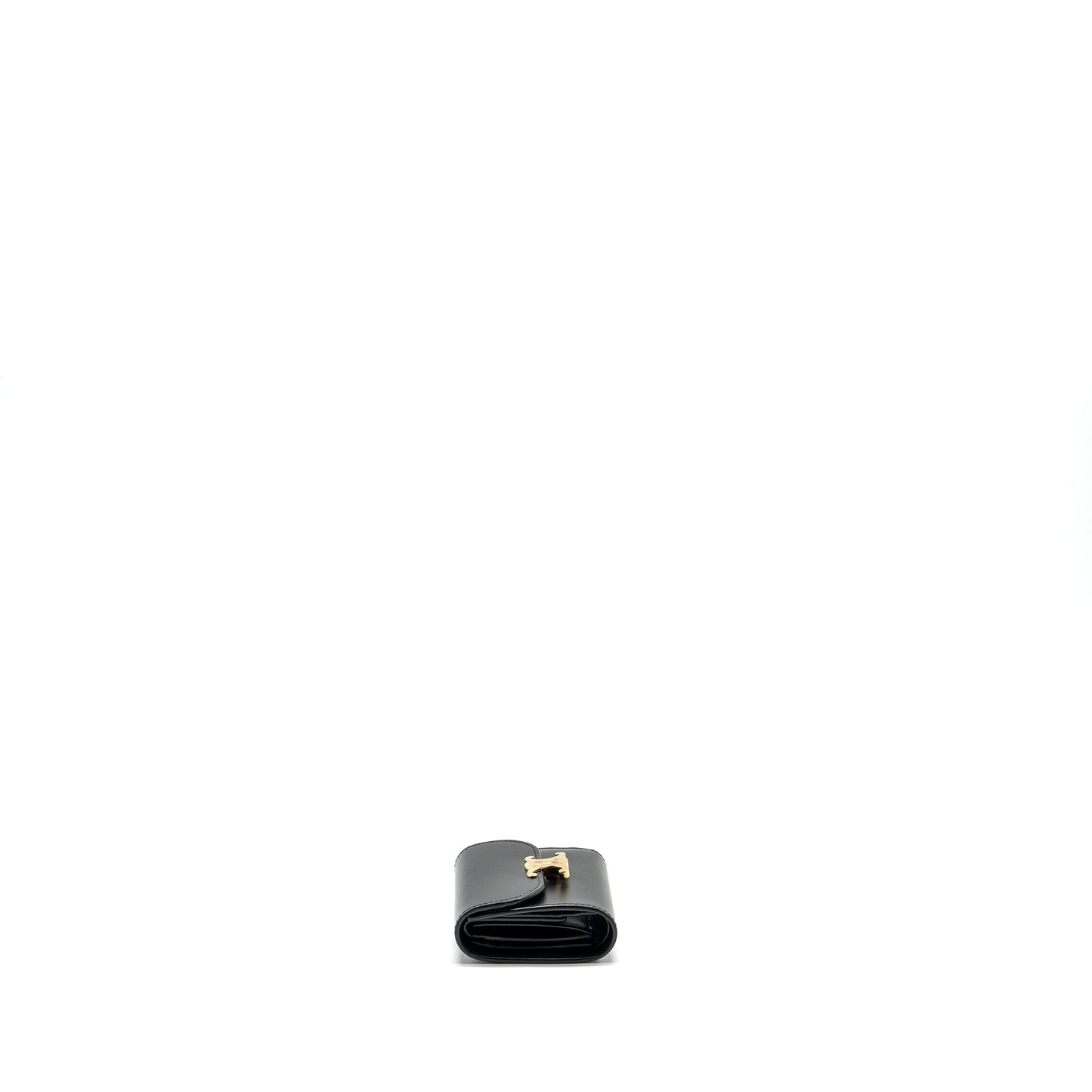 Celine Small Triomphe Flap Wallet Shiny Calfskin Black