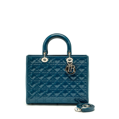 Dior large lady dior patent blue