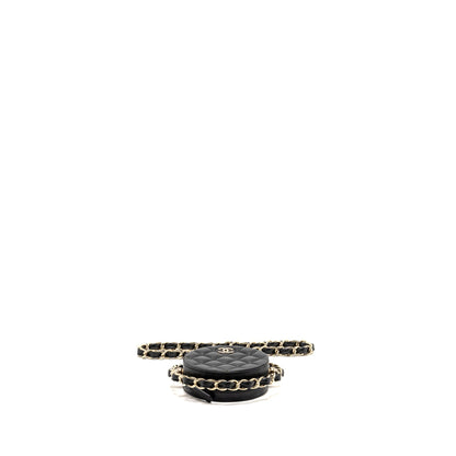 Chanel 22C Round Clutch with Chain Lambskin Black LGHW