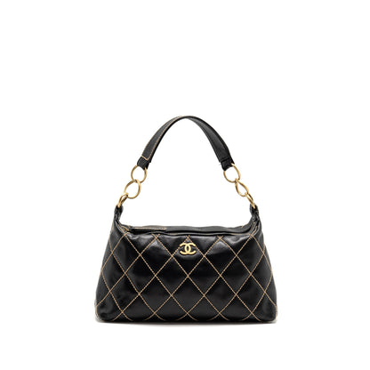 Chanel Vintage Wild Stitch Shoulder Bag Calfskin Black GHW