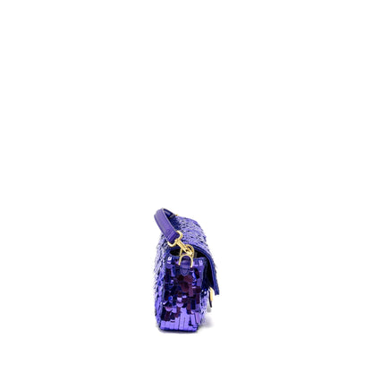 Fendi Baguette Purse Limited Edition Sequin/Leather Purple