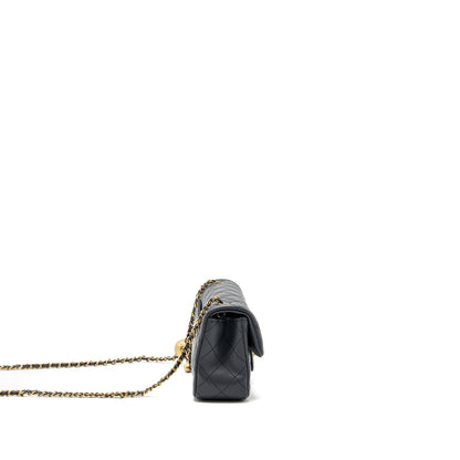 Chanel pearl crush mini rectangular flap bag Lambskin dark grey GHW (microchip)