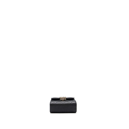 Chanel Mini Top Handle Flap Bag Caviar Black LGHW (microchip)